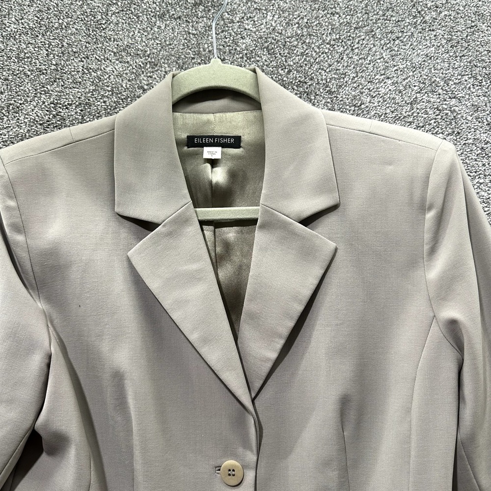 Eileen Fisher Blazer Jacket Women Small Gray 3 Button Notch Lapel Office Career - Picture 3 of 13